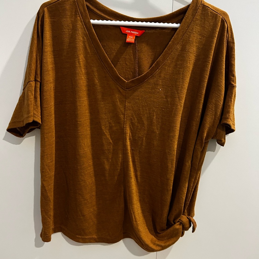 Joe Fresh mustard Relaxed Tie Front T-Shirt